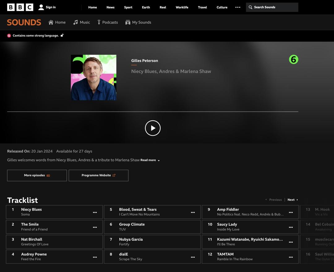 BBC Radio6, Gilles Peterson's program. TAMTAM is on the 12th of the track list BBC Radio6, Gilles Peterson's program. TAMTAM is on the 12th of the track list