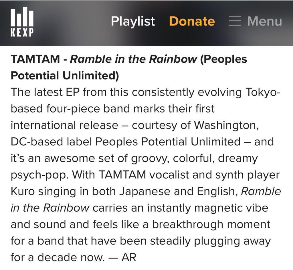 KEXP featured TAMTAM