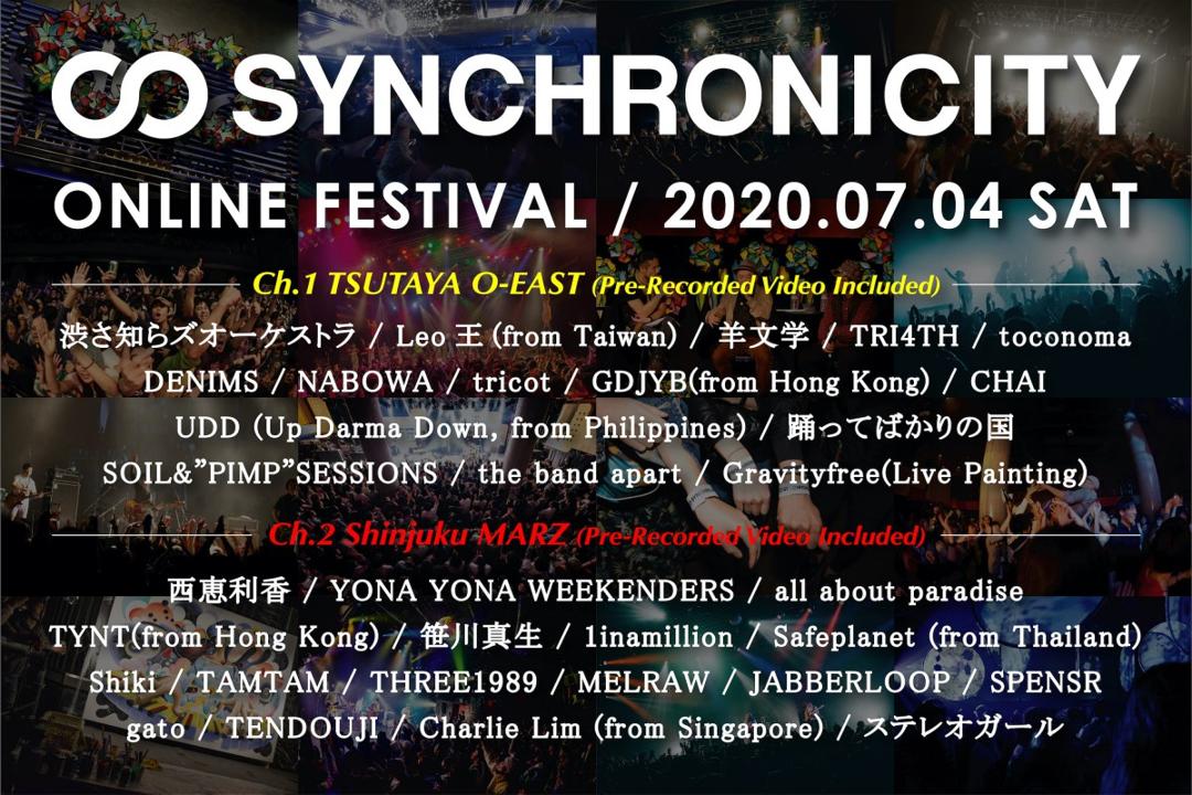 flyer for SYNCHRONICITY2020 ONLINE FESTIVAL