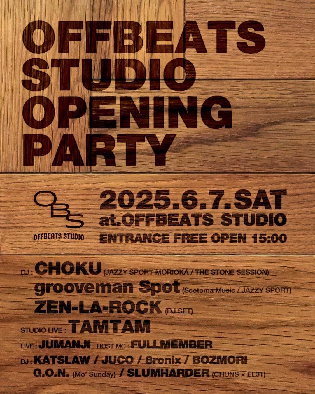 flyer for OFFBEATS STUDIO OPENING PARTY [幡ヶ谷,東京]