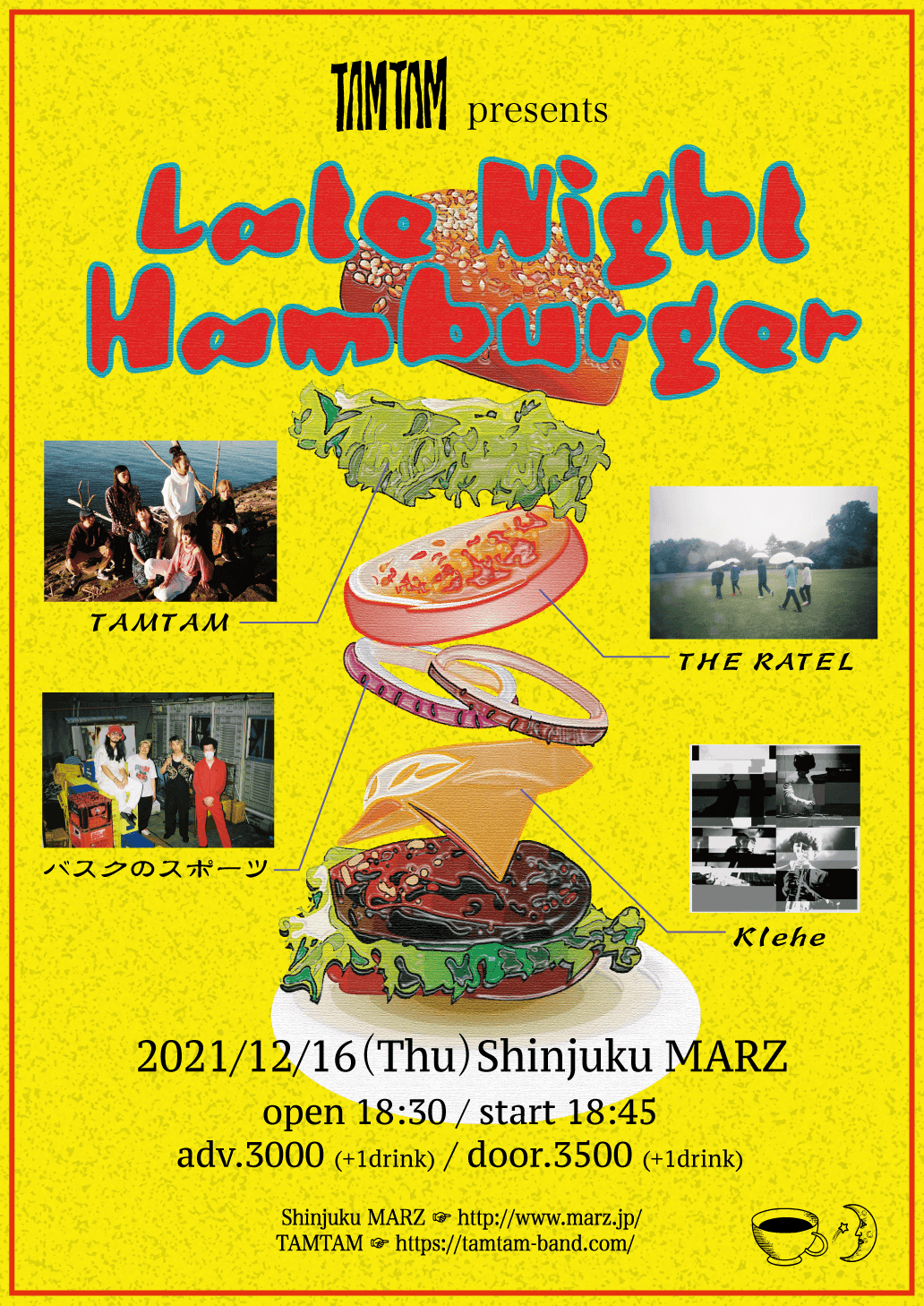 flyer for TAMTAM presents "Late Night Hamburger"